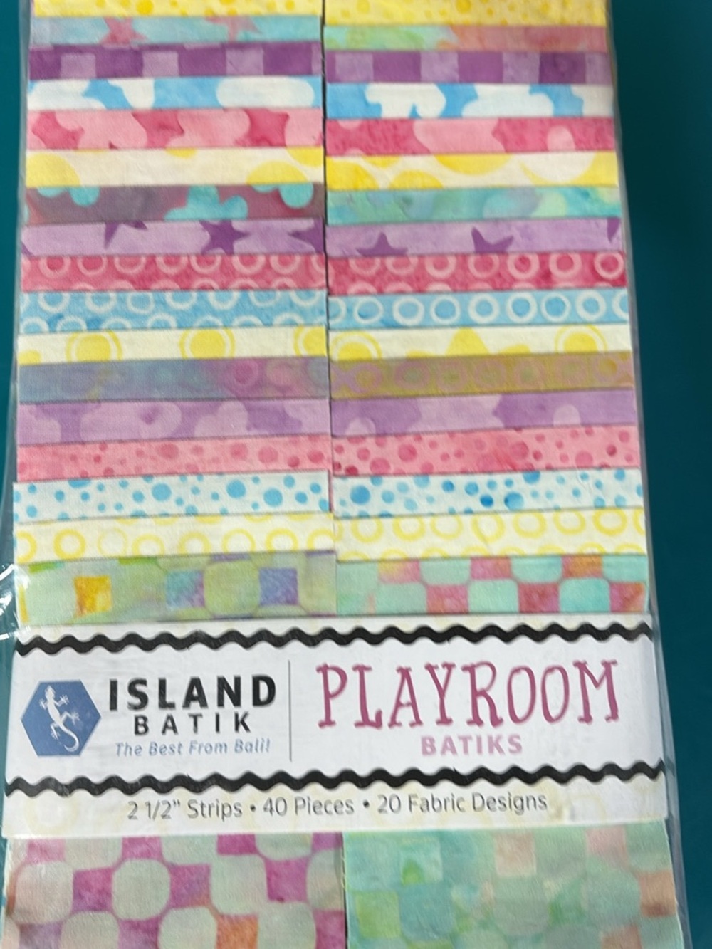 Island Batik Playroom Batiks 2.5" Fabric Strips - Bright Pastel Multi